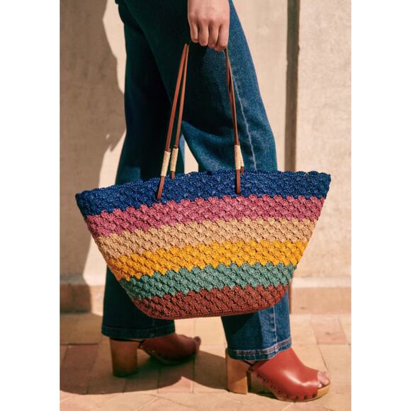 SEZANE Félicie Multicoloured Raffia Basket - Picture 3 of 10